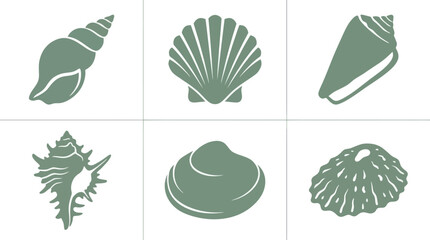 Set of marine seashell icons © Lexxa