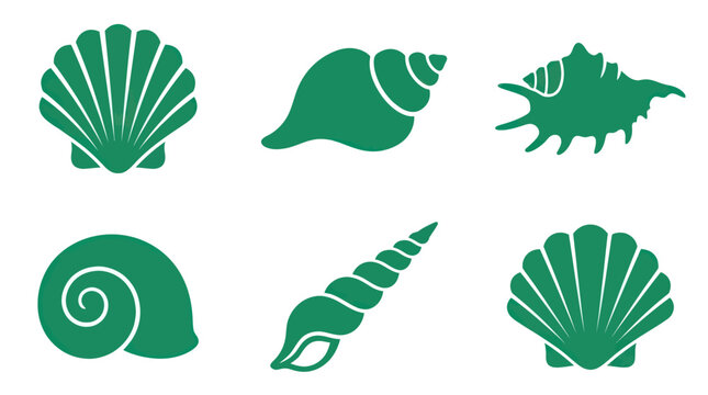 Set of marine shell silhouettes