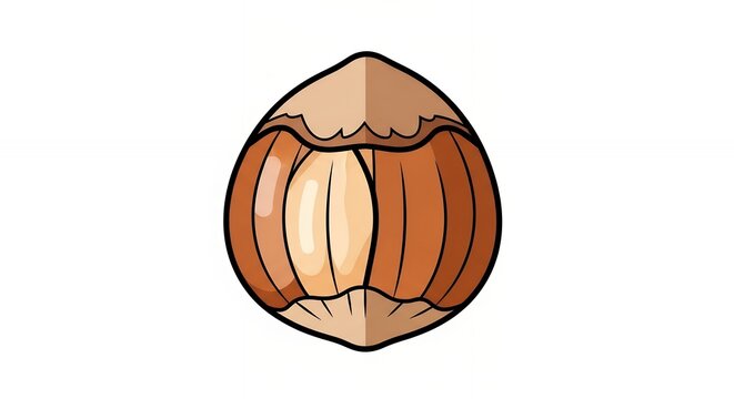 Single Organic Hazelnut Illustration Minimalist Brown Seed Icon for Healthy Snack Design Element on White Background