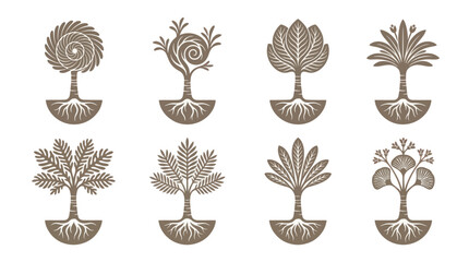 Stylized trees with visible roots © Mocil