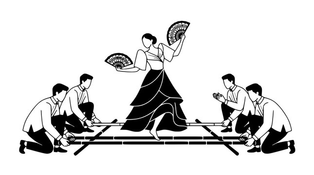 Filipino Tinikling Dancers Perform Traditional Bamboo Dance