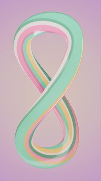 Pastel twisted ribbon on purple background. 3d rendering
