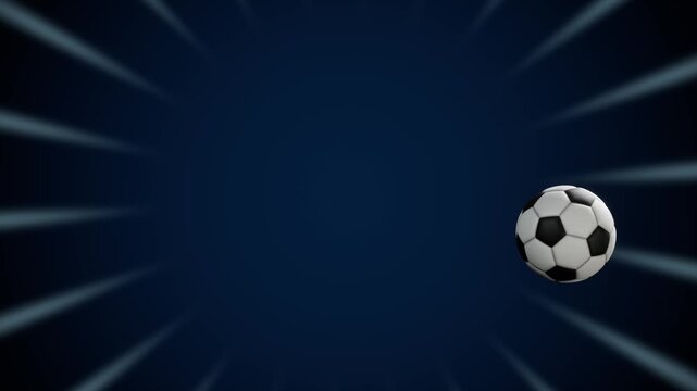 Soccer ball on dynamic dark blue background. 3d rendering