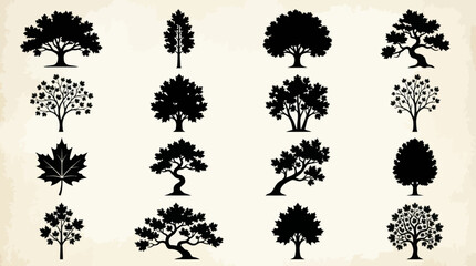 Collection of diverse tree silhouettes © KingShawn