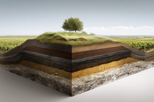 Cultivated Land Cross Section with Tree and Soil Layers