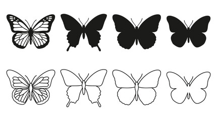 Butterfly Variations In Black And White Including Silhouette © Rajia