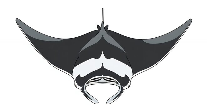 Majestic Giant Manta Ray Swimming Silhouette Graphic Illustration for Tropical Marine Wildlife Projects