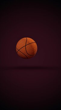 Floating basketball on dark background. 3d rendering