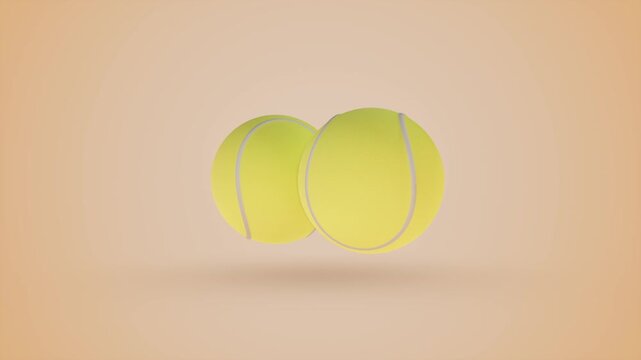 Floating tennis balls on pastel background. 3d rendering