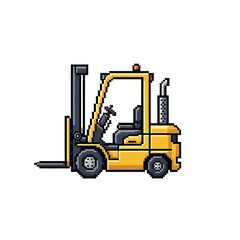 Fototapeta premium Yellow Industrial Forklift Art Icon Isolated on White Background