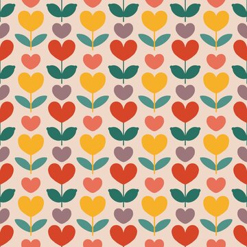 Scandinavian Heart Flower Pattern