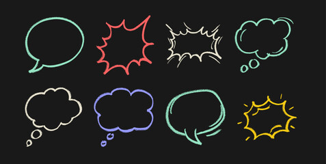 Speech Bubble Crayon Chalk Drawing Doodle Vector Set © Grunge Designs