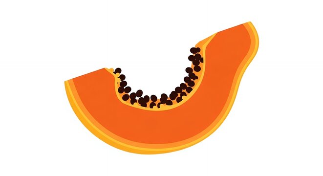 Fresh Ripe Papaya Fruit Slice with Black Seeds Isolated on White Background for Healthy Organic Food Design
