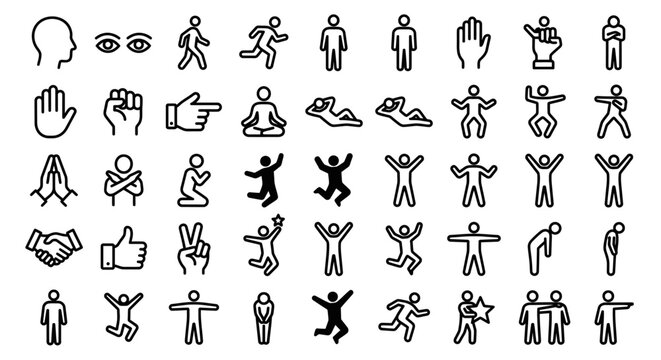 Set of black hand drawn tribal symbols and abstract ethnic shapes for creative design projects and decorative patterns