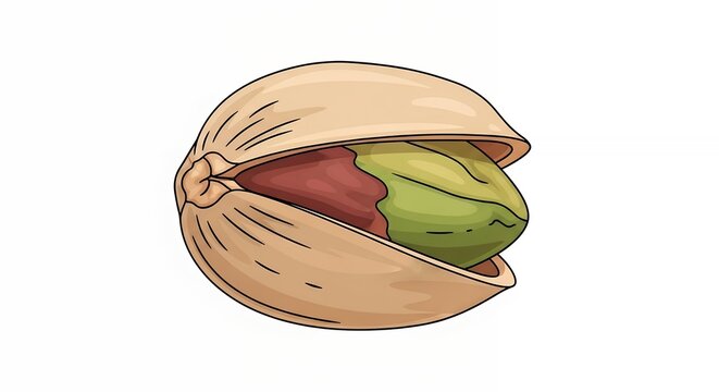 Hand Drawn Pistachio Nut Illustration Isolated on White Background for Healthy Snack Food and Organic Dieting