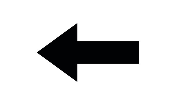 Bold black left facing arrow vector icon for website design