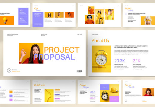 Creative Project Proposal Presentation Template with Modern Business Pitch Deck Layout
