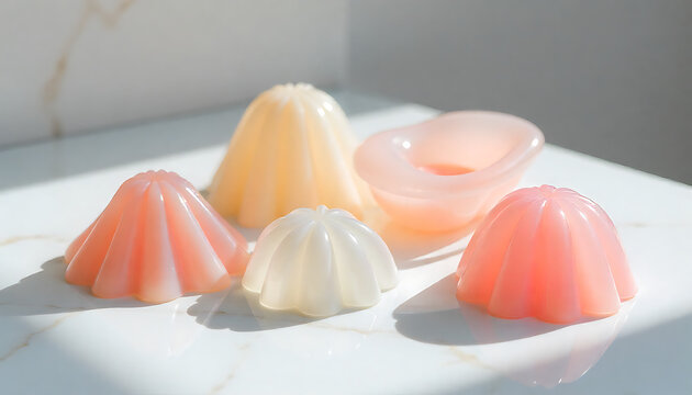 Three colorful ice cream scoops on white plate. Vibrant summer dessert trio with pastel shades and creamy texture.