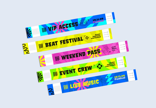 Colorful Music Festival Wristband Set