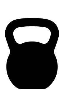 Minimalist gym kettlebell icon with clean geometric shapes and flat solid colors isolated on a white background fitness and strength training concept