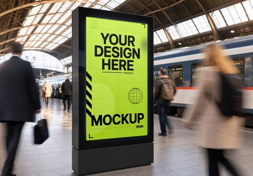 Billboard Train Station Mockup