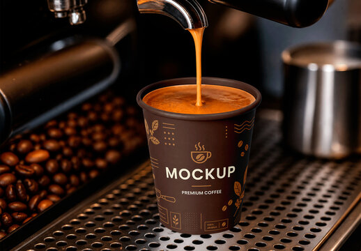 Coffee Cup Espresso Machine Mockup