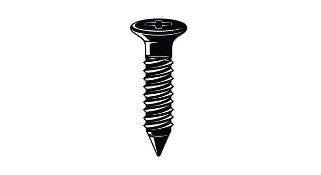 Wood screw silhouette against a white background silhouette