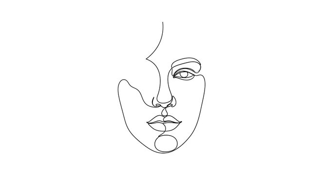 Minimal Line Art Face Portrait Abstract