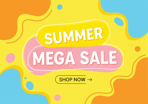 Colorful promotional flyer showcasing vibrant summer sale and cheerful abstract design