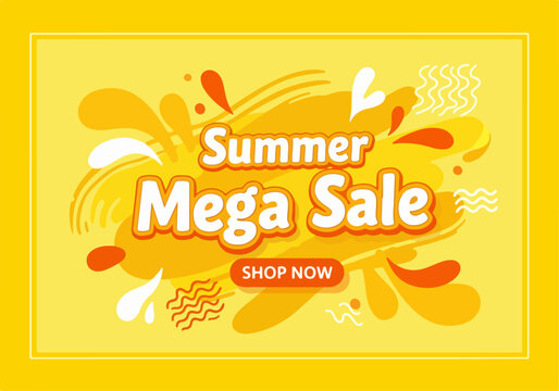 Colorful abstract shopping advertisement with playful summer vibes and discount message