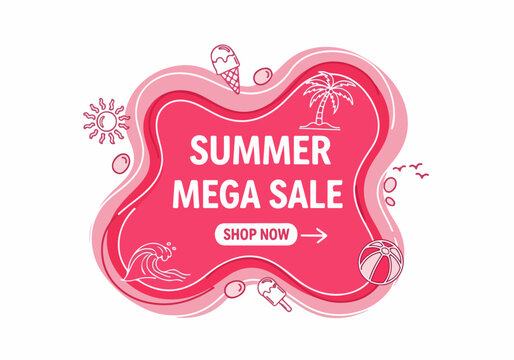 Vibrant promotional poster highlighting summer discounts with flowing colorful abstract patterns
