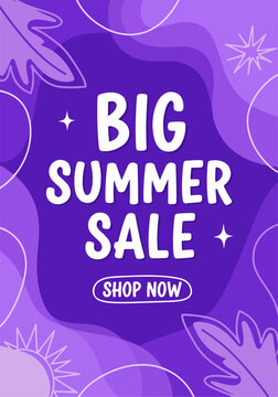 Vibrant shopping flyer showcasing cheerful tropical elements and flowing abstract background