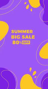 Vibrant summer marketing template with bold typography and tropical inspired decorative graphics