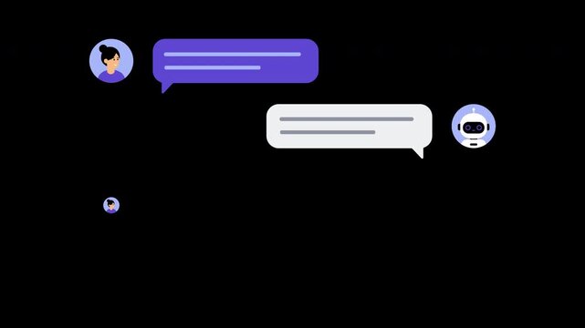 AI automatic answering system. Chat bot taking answer messages animation with alpha channel 