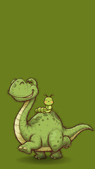 Cute cartoon dinosaurs with caterpillar. © Queen Dahe