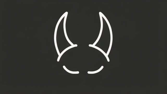 Simple Outline Devil Horns Graphic Motion with Copy Space on Dark Background