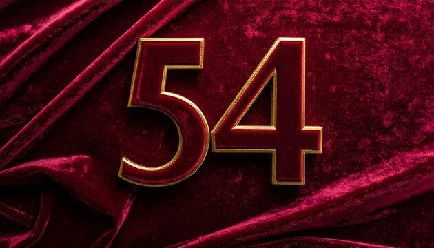 Elegant Number Fifty Four Gold Trimmed Graphic on Luxury Velvet Background