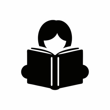 Minimalist Book Reader Icon or Person Reading Symbol