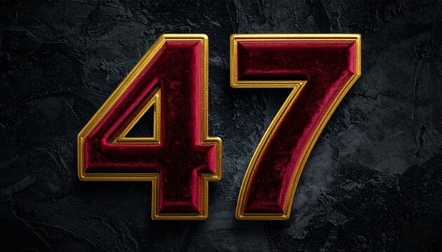 Premium Velvet Number 47 With Golden Edges on Dark Elegant Textured Background