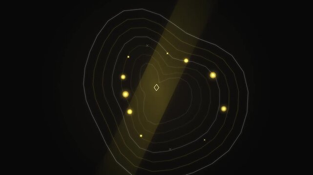 Abstract Digital Interface Showing Glowing Data Points and Topography