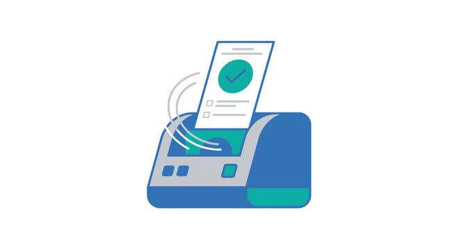 Electronic Voting Machine and Ballot Paper Flat Vector Illustration