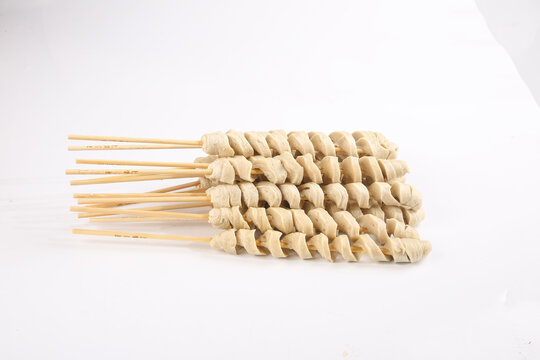 Henan Style Handmade Gluten Skewers on Bamboo Sticks - Traditional Chinese Street Food Ingredients