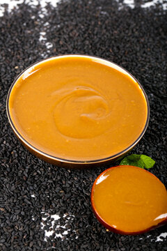 Traditional Chinese Sesame Sauce in Ceramic Bowls Beijing Henan Pure Hot Dipping Sauce Asian Cuisine