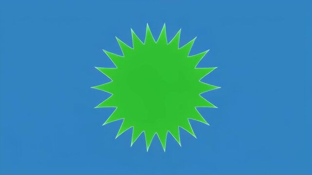Green starbursts evolving in motion across blue background with subtle depth perception