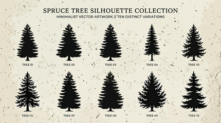 Collection of spruce tree silhouettes © Verilux