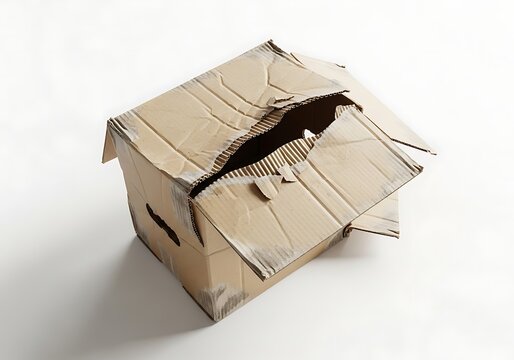 A brown cardboard box with a hole cut out