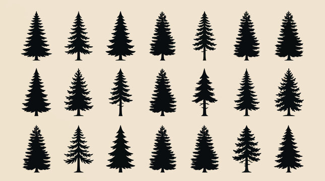 Colorful pixelated tree silhouettes