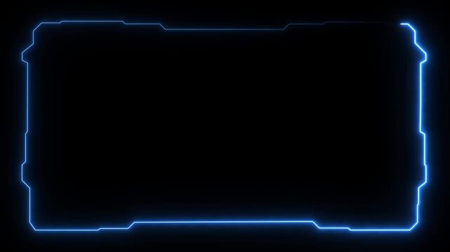 Futuristic digital HUD cyber frame technology for video overlay templates.Digital HUD futuristic motion graphic element cyber generated background. security hologram frame border 4k background.