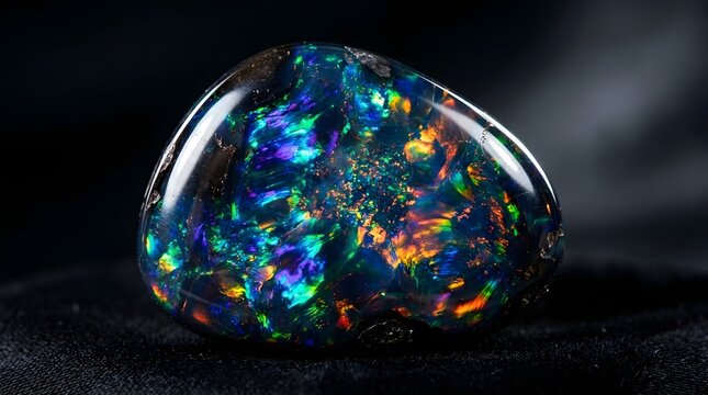 Colorful iridescent opal gemstone with vibrant rainbow flashes