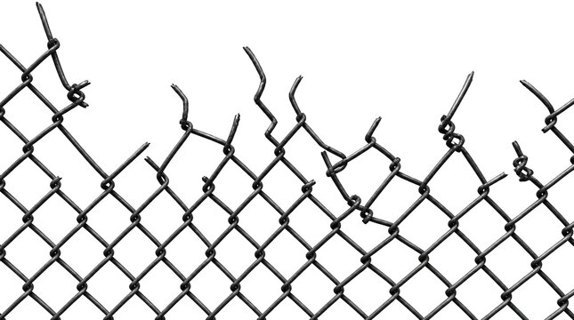 Damaged metal mesh texture isolated on transparent background
